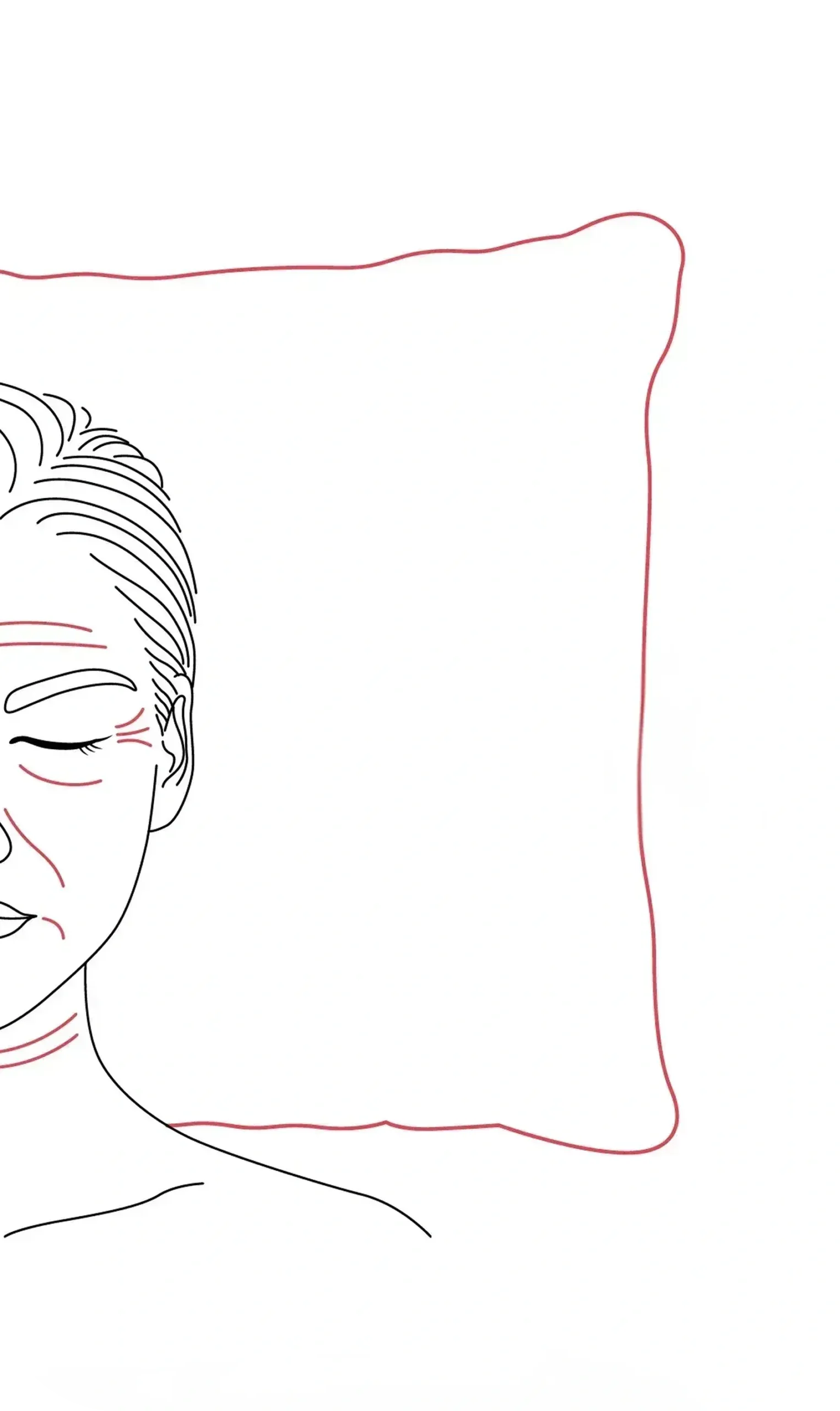 Drawing of a face pressed against an ordinary pillow