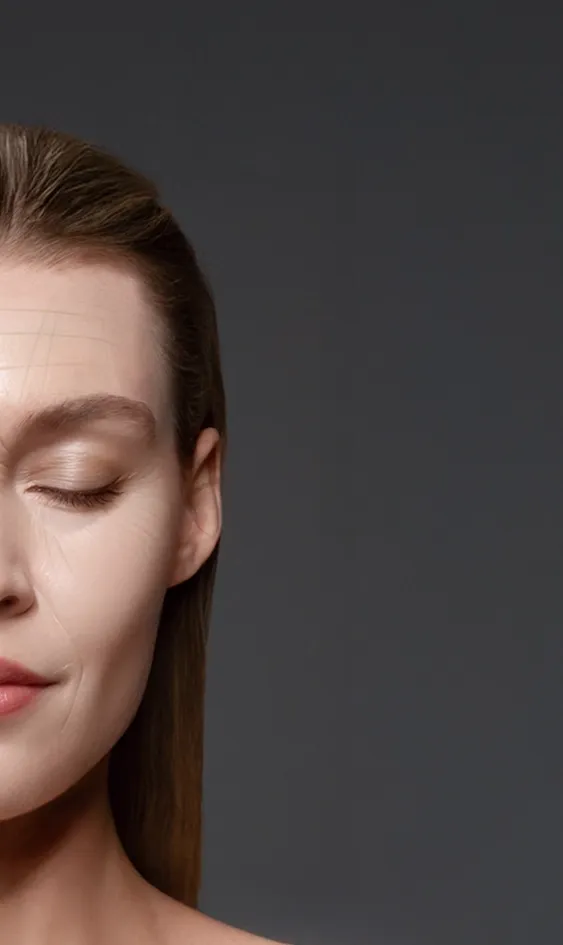 Sleep lines on facial skin caused by a flat pillow