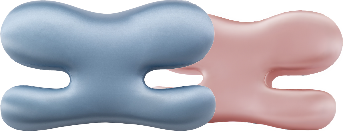 Blue and pink ergonomic neck support pillows